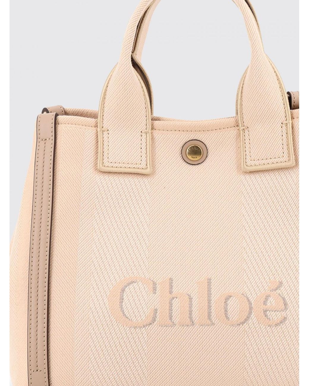 Chloé Natural Small Canvas Jacquard Logo Tote Bag