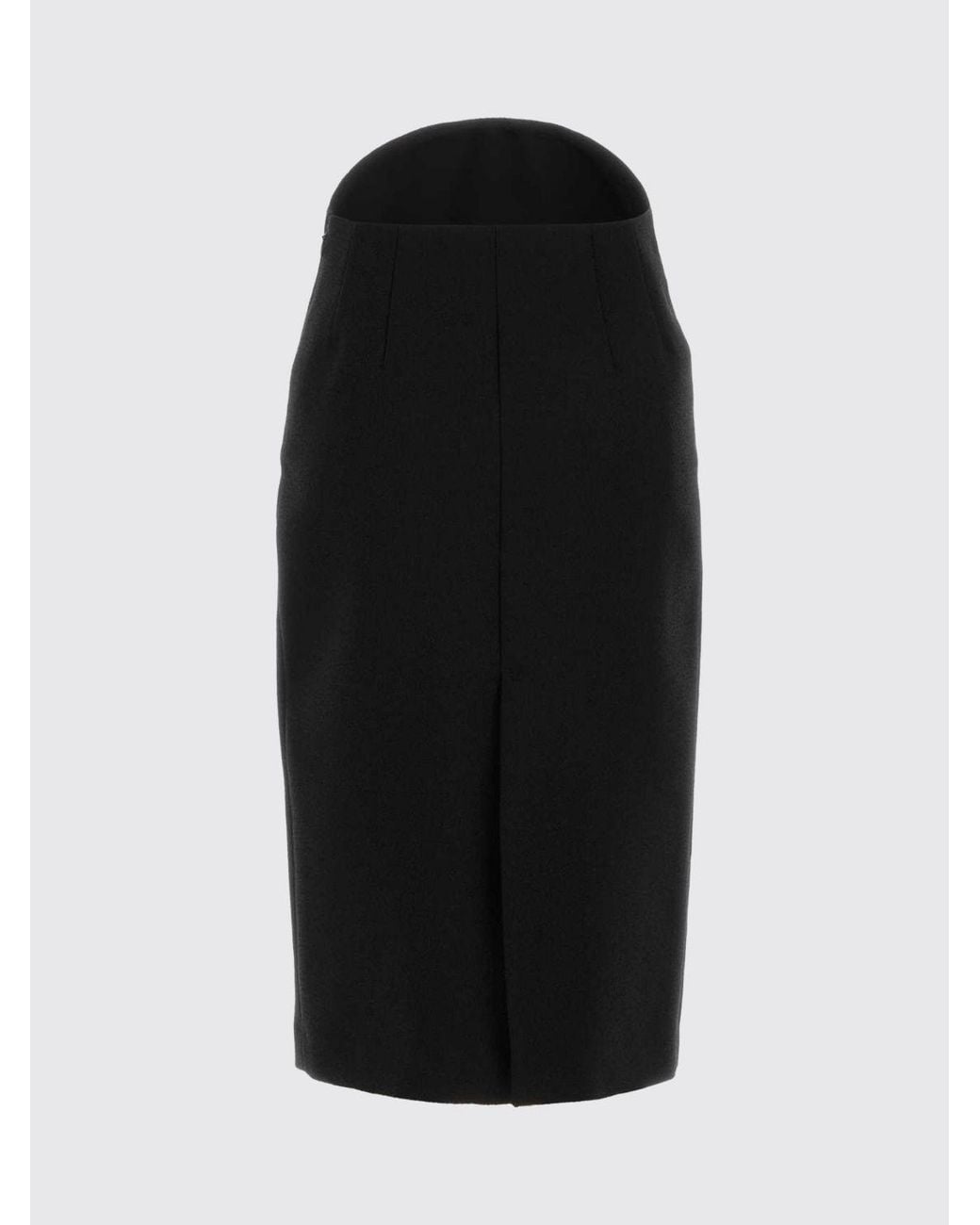 Jil Sander Black High-Waisted Virgin Wool Midi Pencil Skirt
