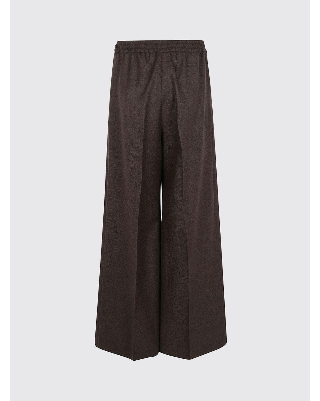 Max Mara Brown High-Waisted Shetland Wool Wide-Leg Palazzo Trousers