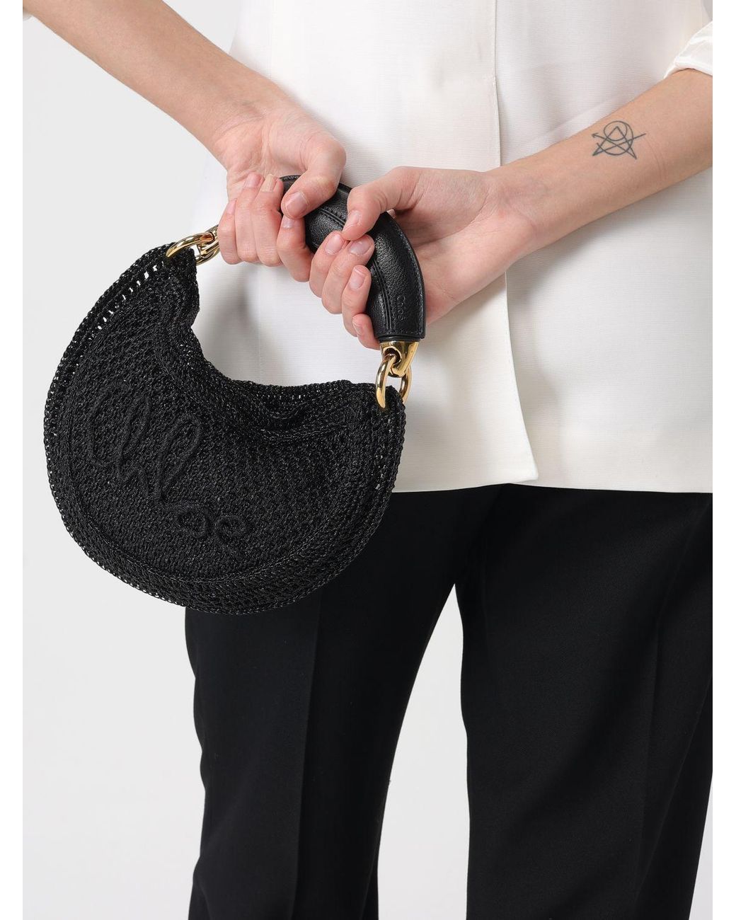 Chloé Black Chlo&Eacute Hobo Summer Banana Crochet Raffia Bag