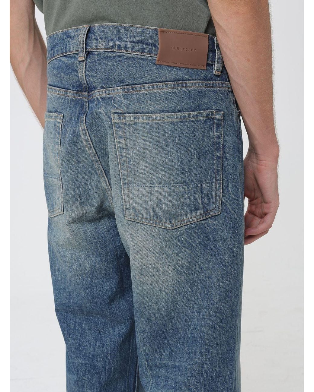 Our Legacy Blue Our Third Cut Mid-Rise Wide-Leg Cotton Denim Jeans for men