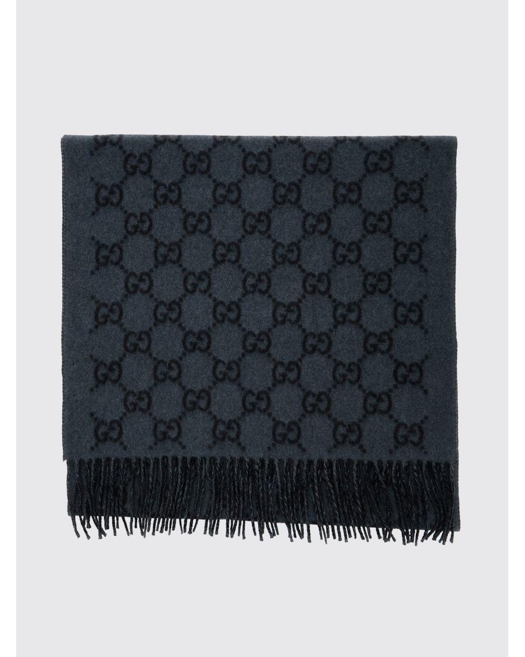 Gucci Black Gg Logo Pure Cashmere Scarf for men