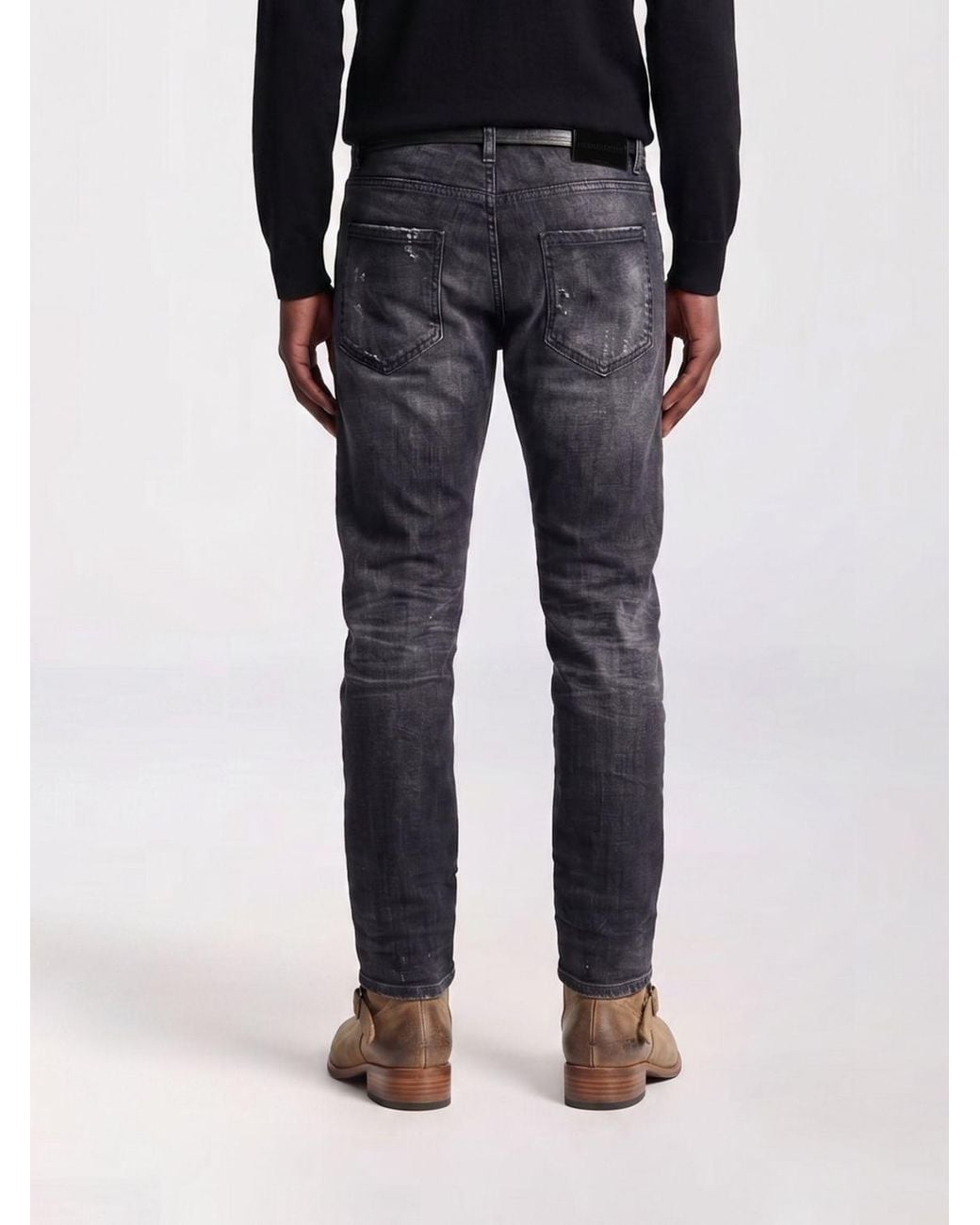 DSquared² Black 642 Straight Stretch Denim Jeans for men