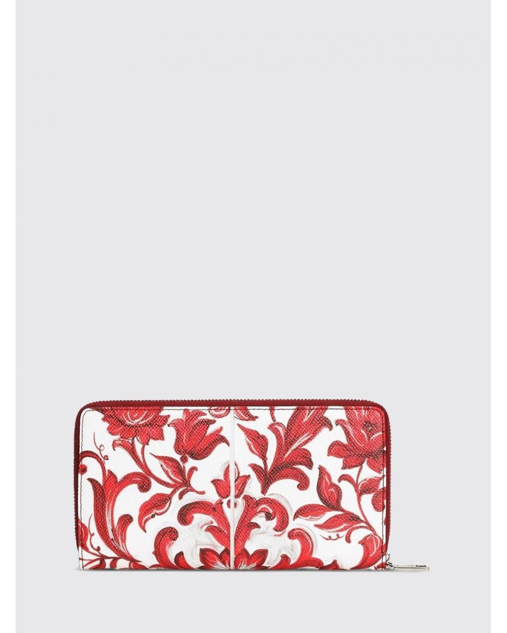 Dolce & Gabbana Red Dolce &Amp Gabbana Majolica Print Calfskin Continental Wallet