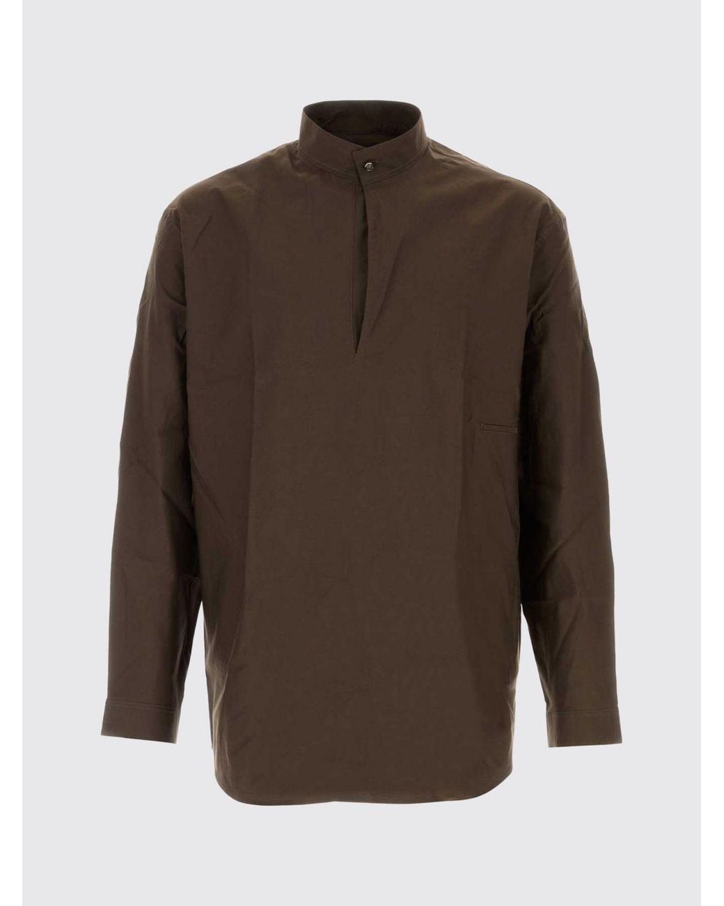 Lemaire Brown Mandarin Collar Long-Sleeved Shirt for men