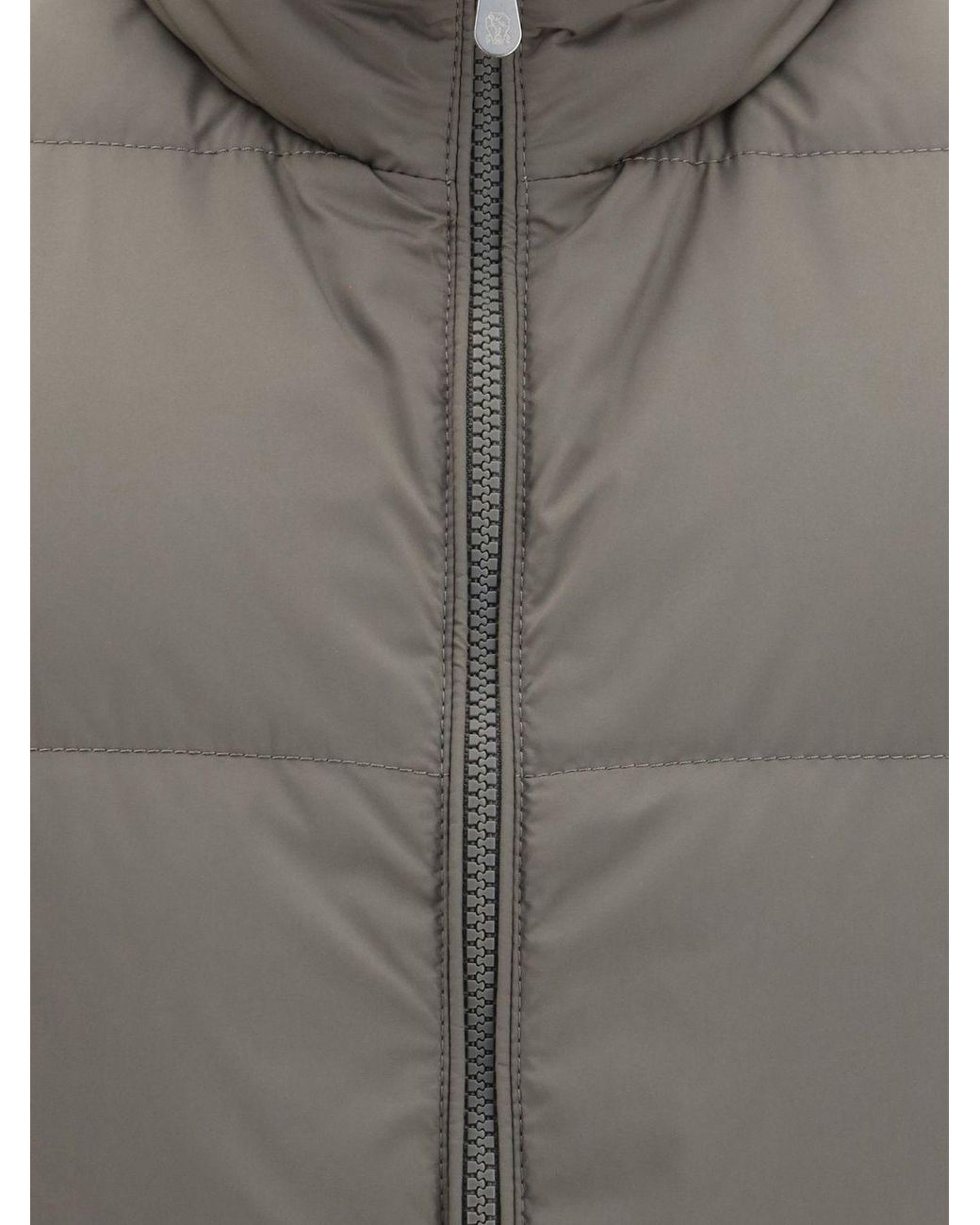 Brunello Cucinelli Gray Quilted Nylon Padded Gilet With Packable Hood for men