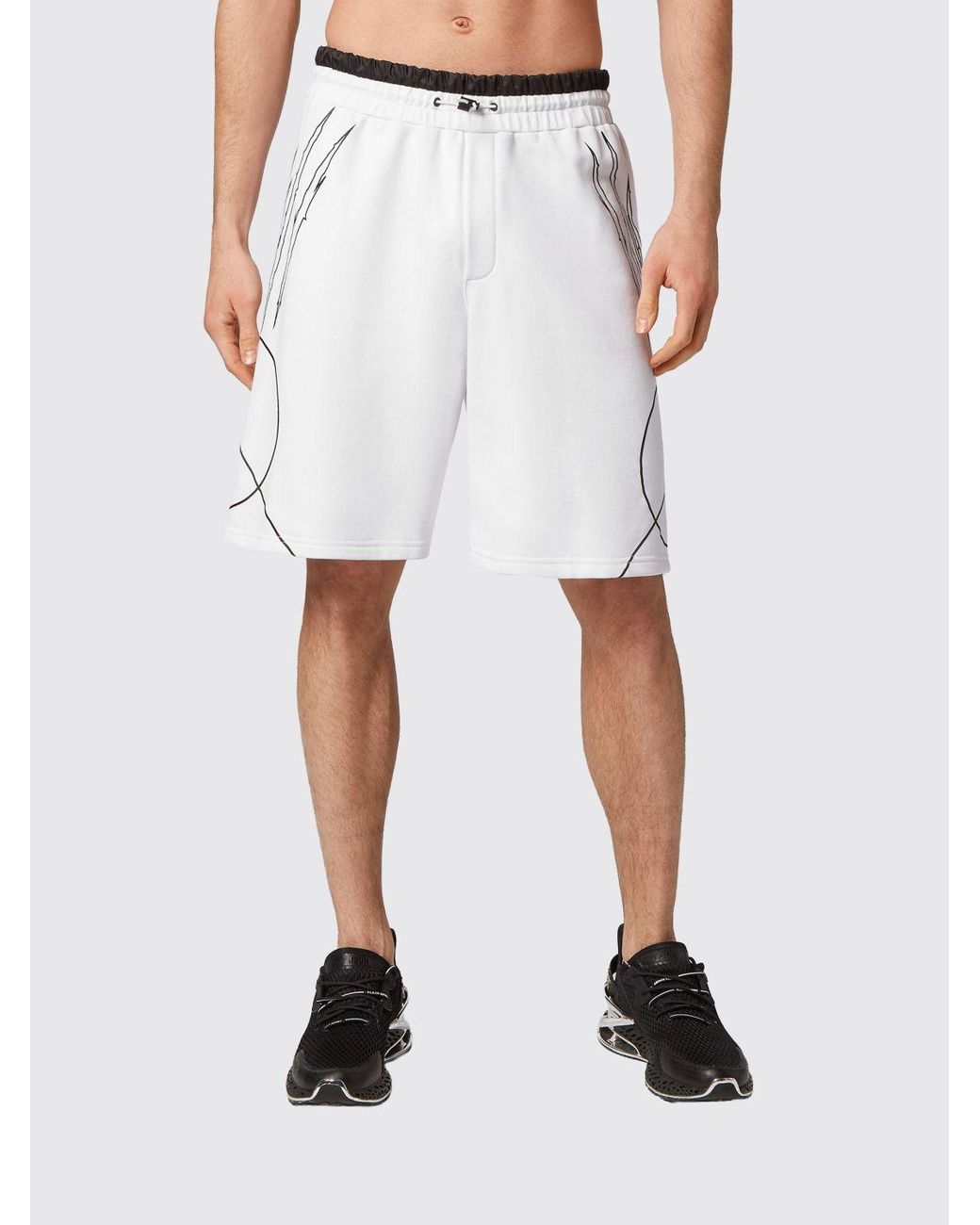 Philipp Plein White Knee-Length Jersey Sport Shorts With Graphic Print for men