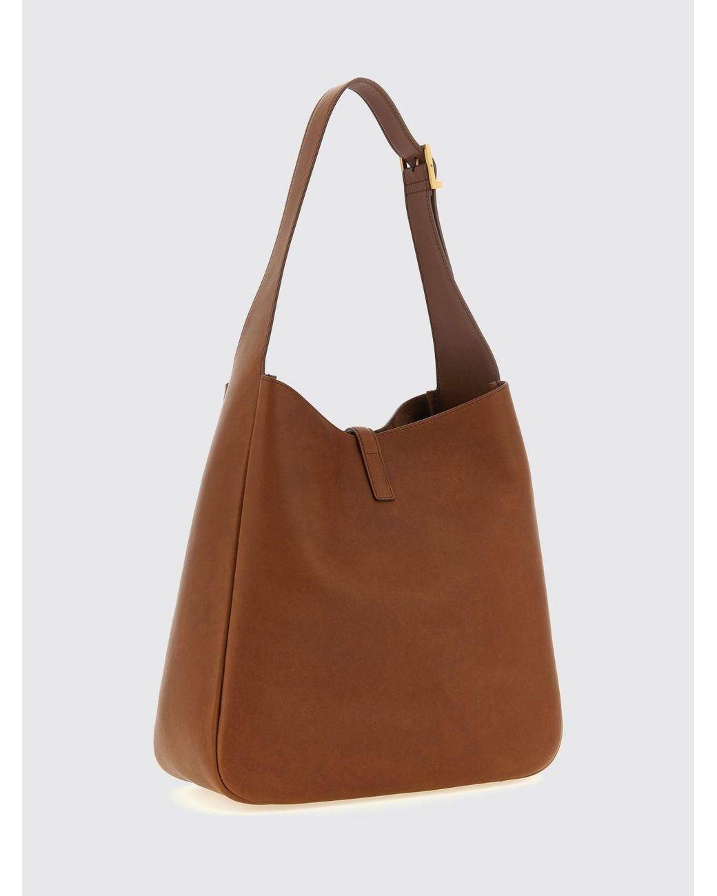 Saint Laurent Brown Le 5 À 7 Smooth Calfskin Leather Shoulder Bag With Ysl Buckle