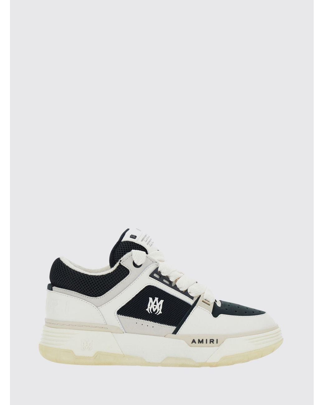 Amiri White Ma-1 Leather And Mesh Sneakers With Monogram And Padded Ankle