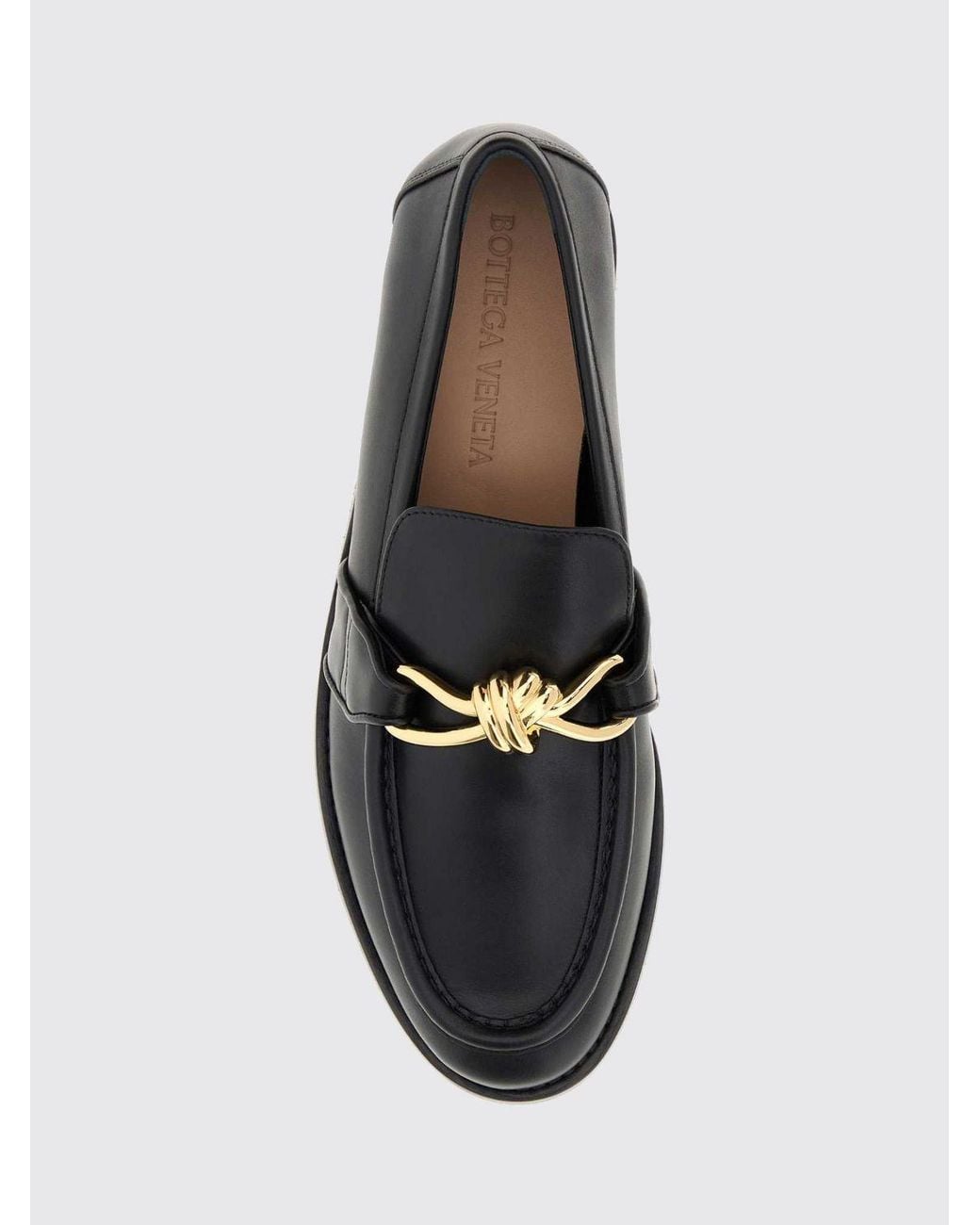 Bottega Veneta White Astaire Calfskin Penny Loafers With Knot Charm