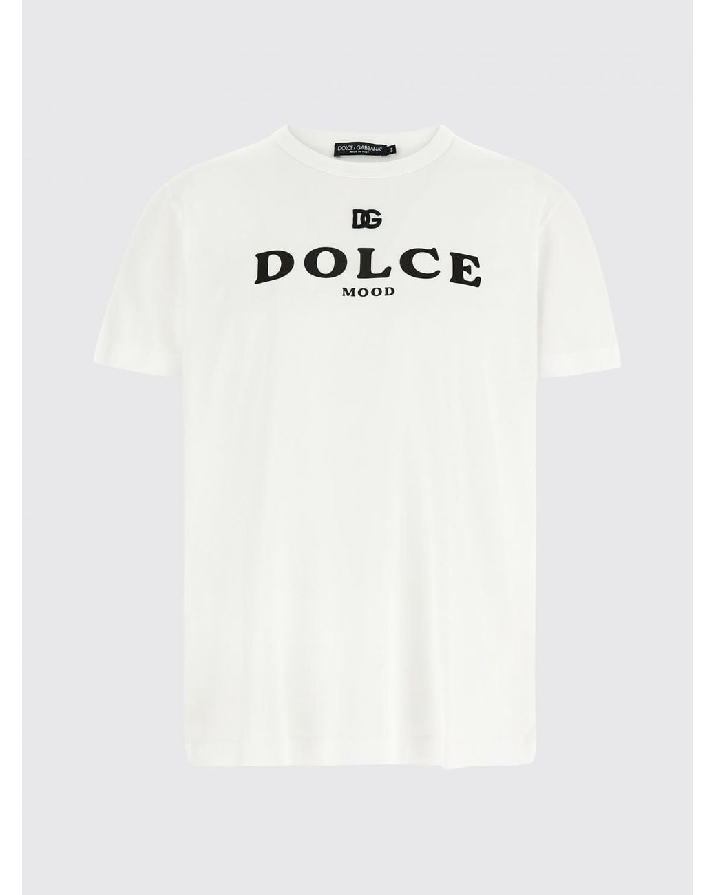 Dolce & Gabbana White Dolce &Amp Gabbana Cotton T-Shirt With Contrasting Logo And Dropped Shoulders