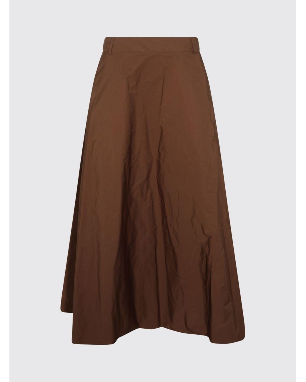 Max Mara Brown High-Waisted Crêpe Full Midi Skirt With Belt Loops