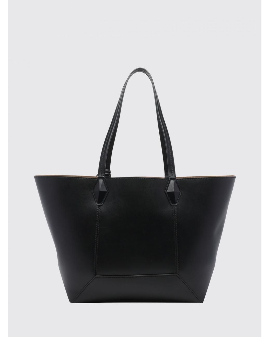 Jimmy Choo Black Diamond Calfskin Leather Tote Bag With Double Handle And Charm
