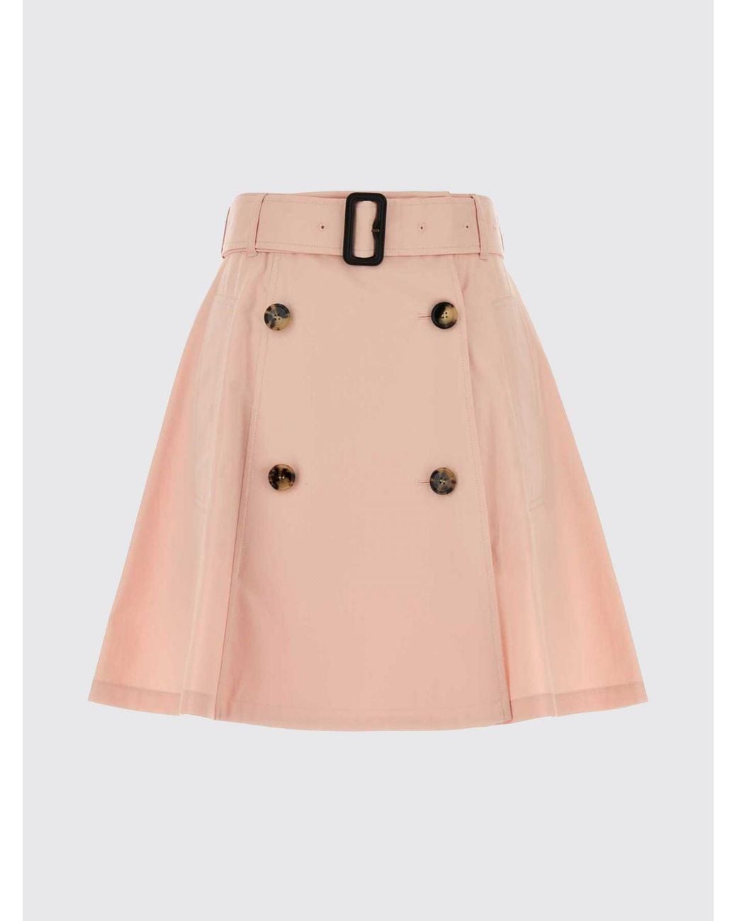 Burberry Pink High-Waisted A-Line Cotton Mini Skirt With Adjustable Belt