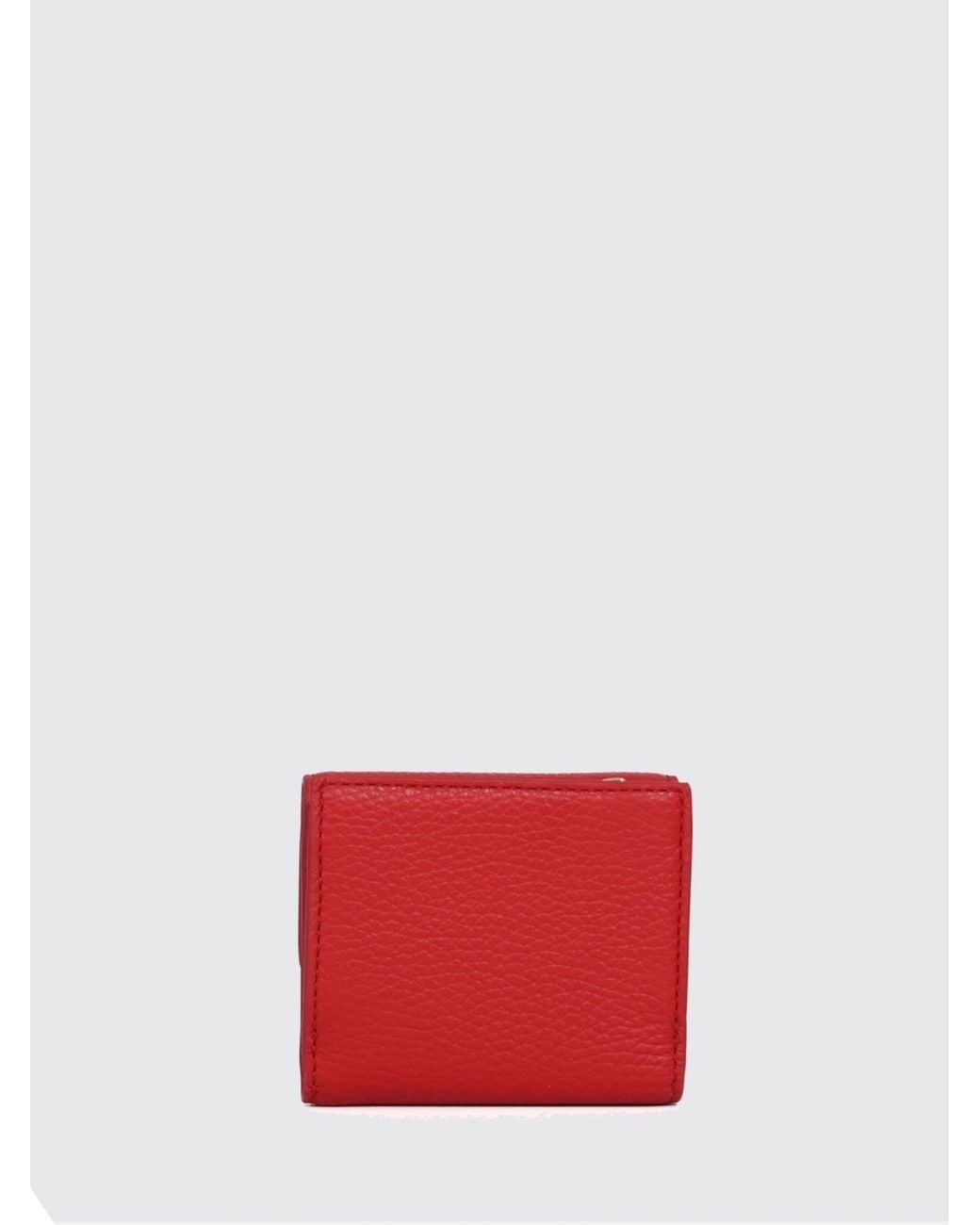 Coccinelle Red Metallic Soft Tri-Fold Wallet