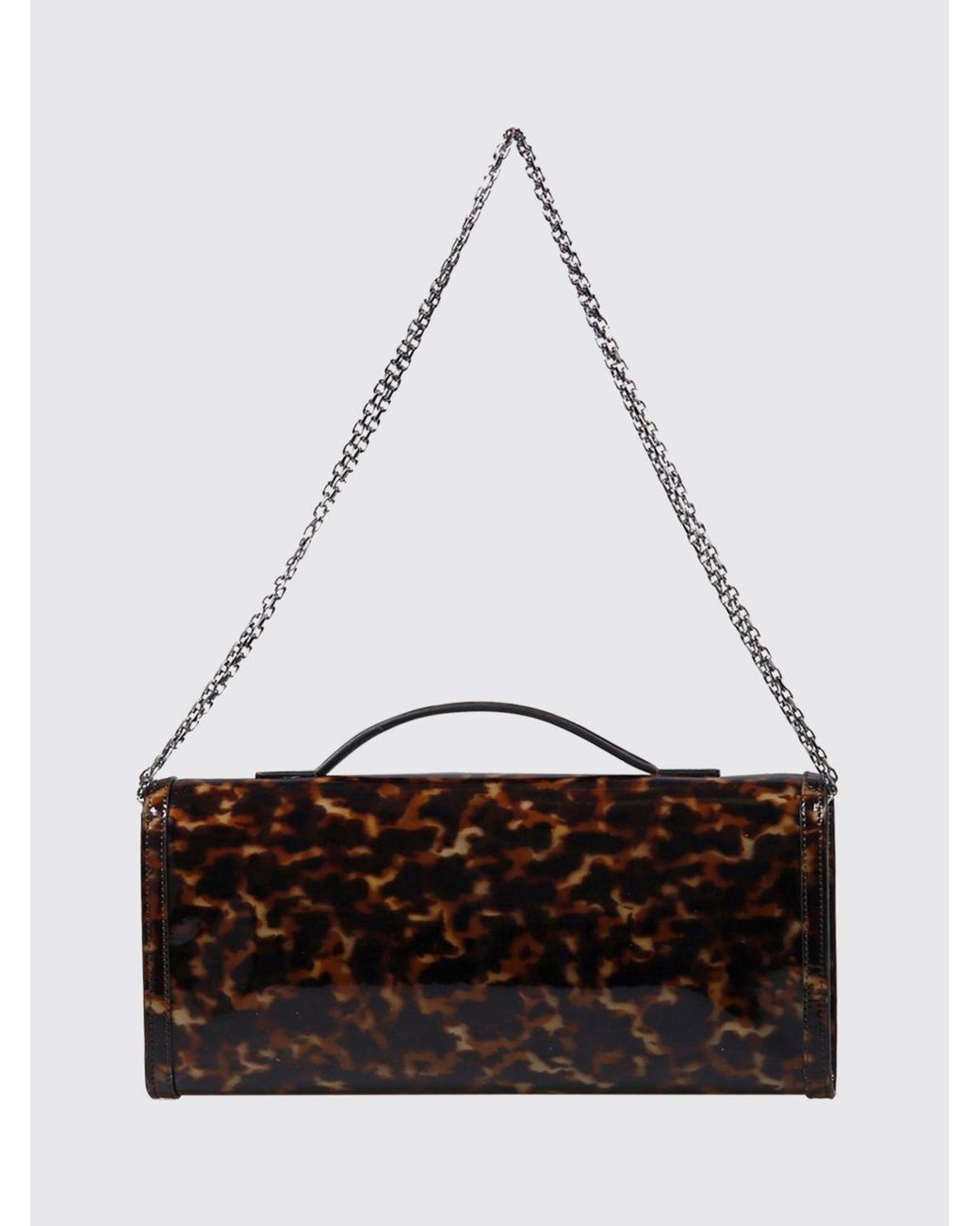 Roger Vivier White Tortoiseshell Print Lambskin Leather Clutch With Buckle