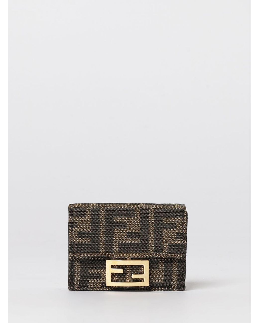 Fendi Gray Micro Trifold Baguette Wallet