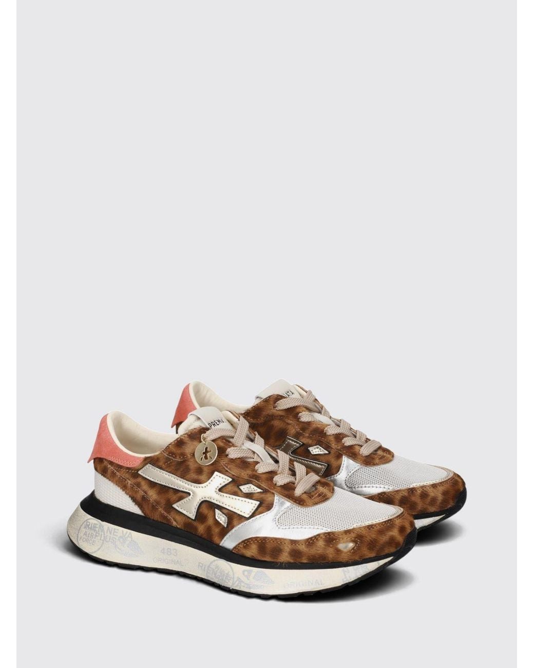 Premiata White Lauryn Animal Print Pony Hair Sneakers With Crystal Embellishments