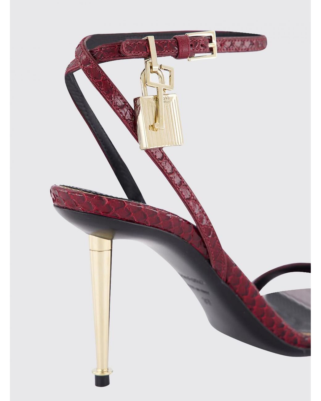 Tom Ford Pink Padlock Python Print Leather Sandals