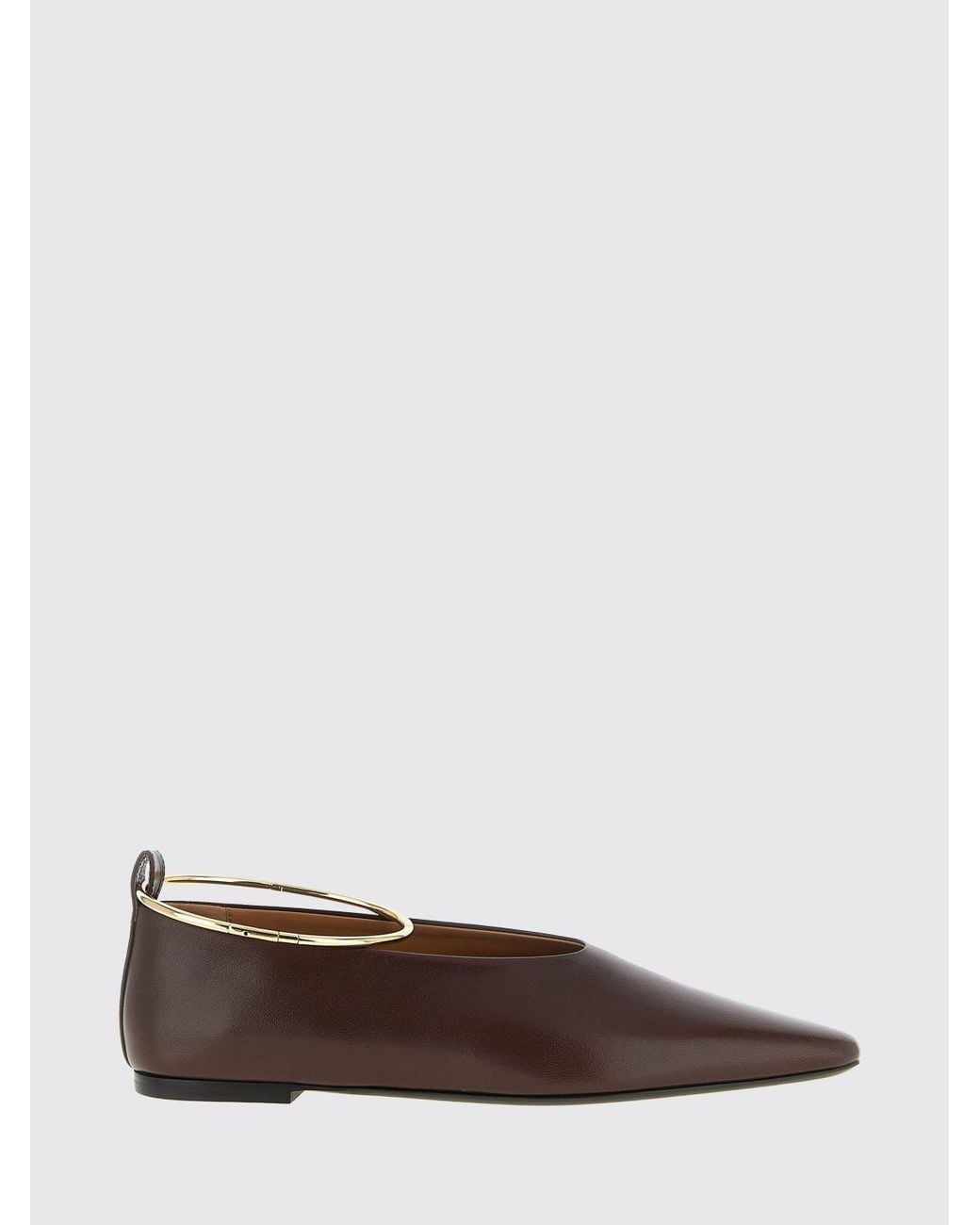 Jil Sander Brown Ring Goatskin Ballet Flats With Metal Ring Detail