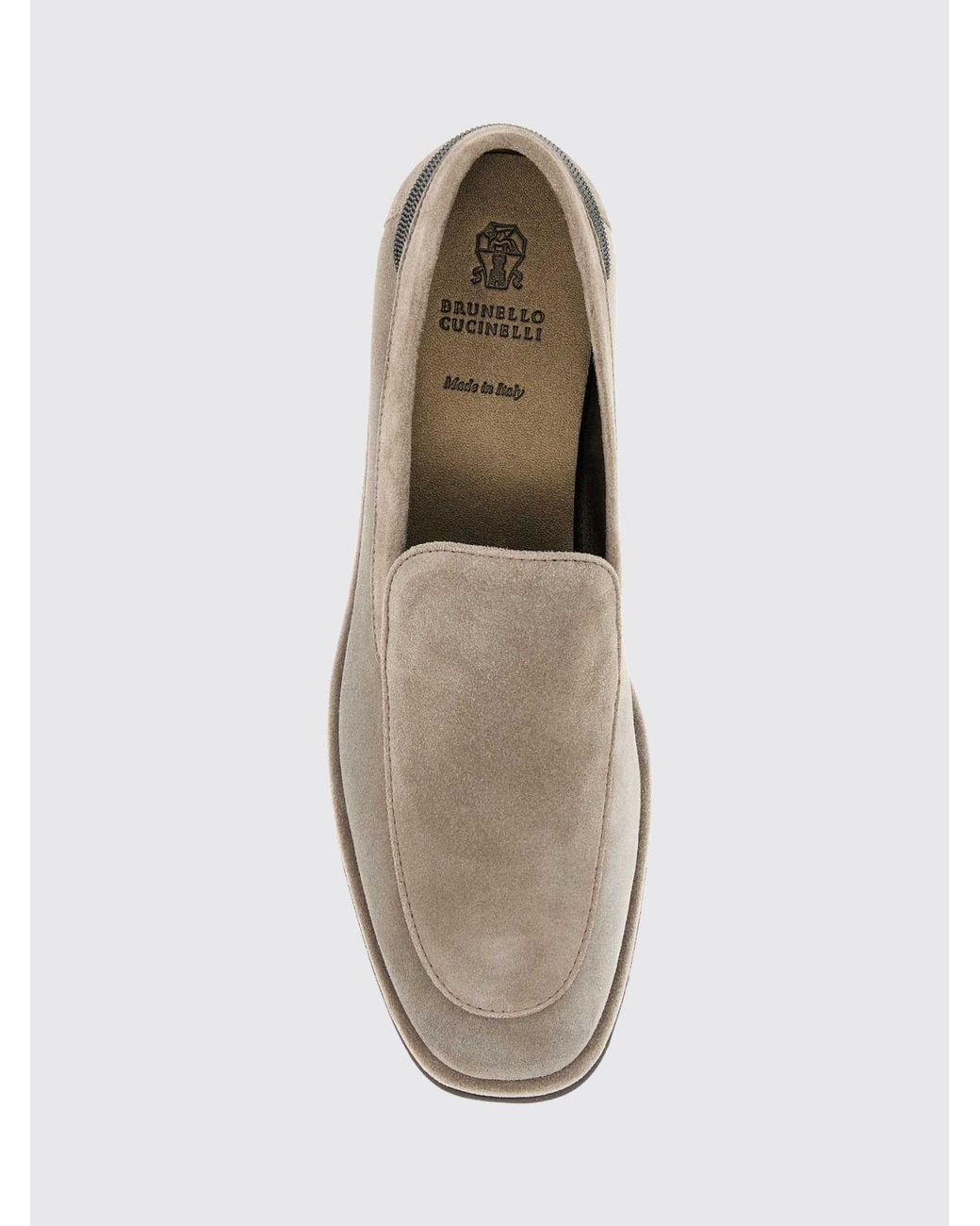 Brunello Cucinelli White Suede Loafers With Monili Embroidery