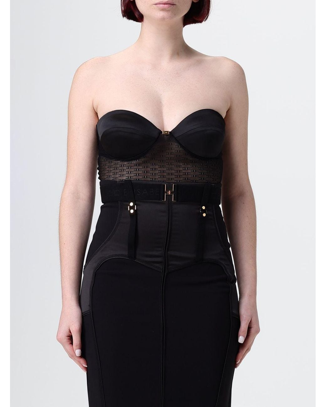 Elisabetta Franchi Black Jersey Bustier Top