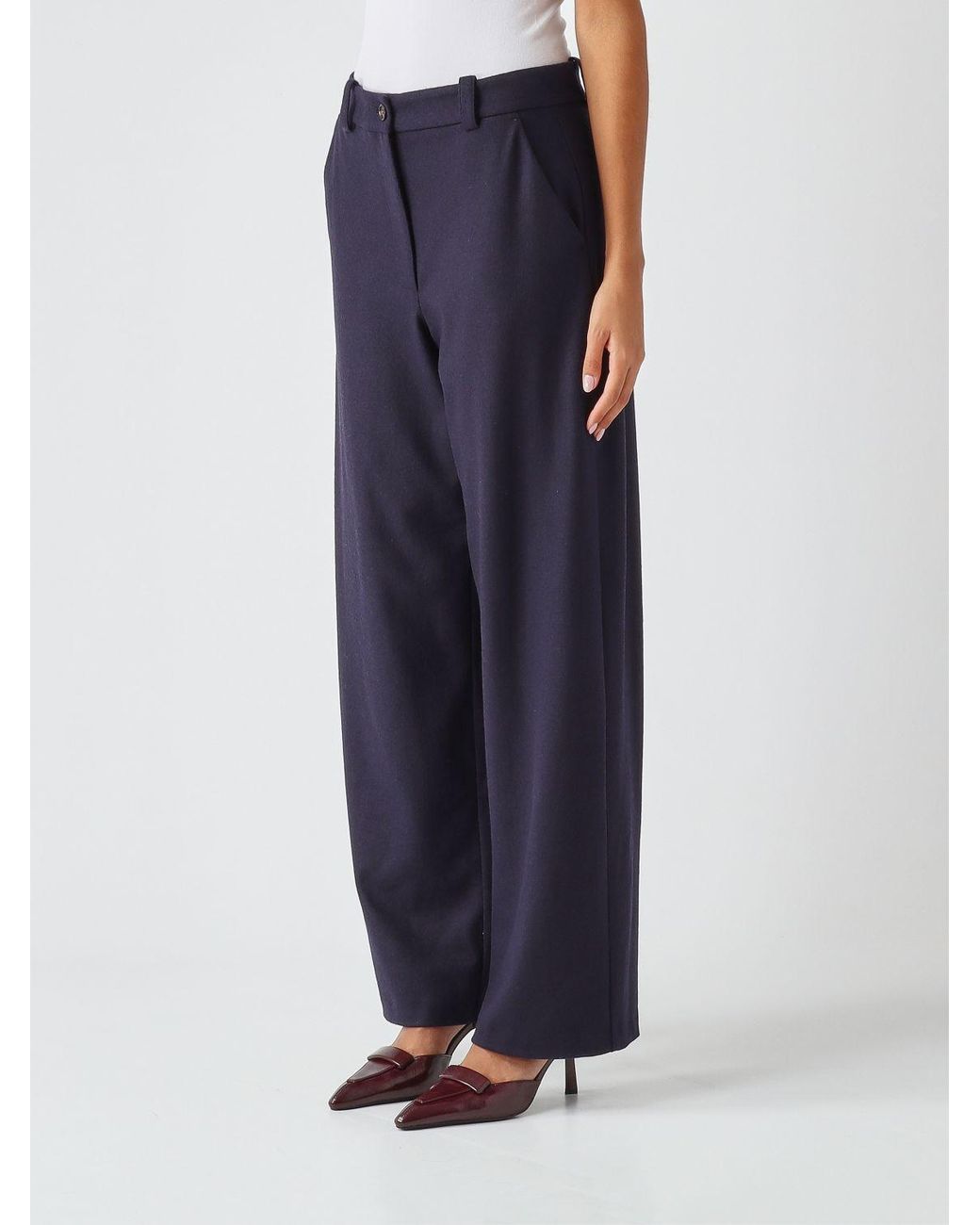 Pinko Blue Mid-Rise Wide-Leg Trousers