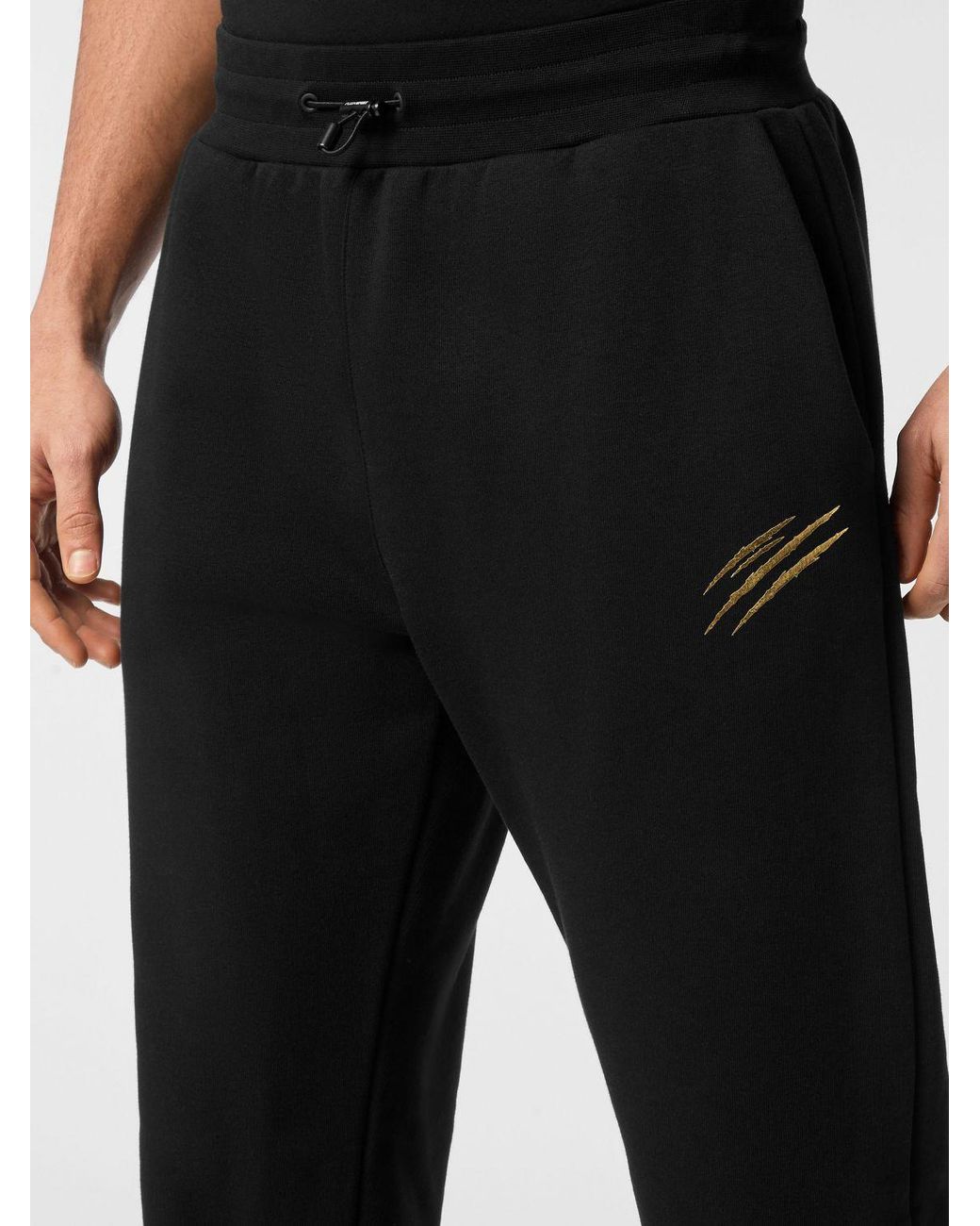 Philipp Plein Black Cotton Jersey Jogging Trousers With Elasticated Drawstring Waist for men