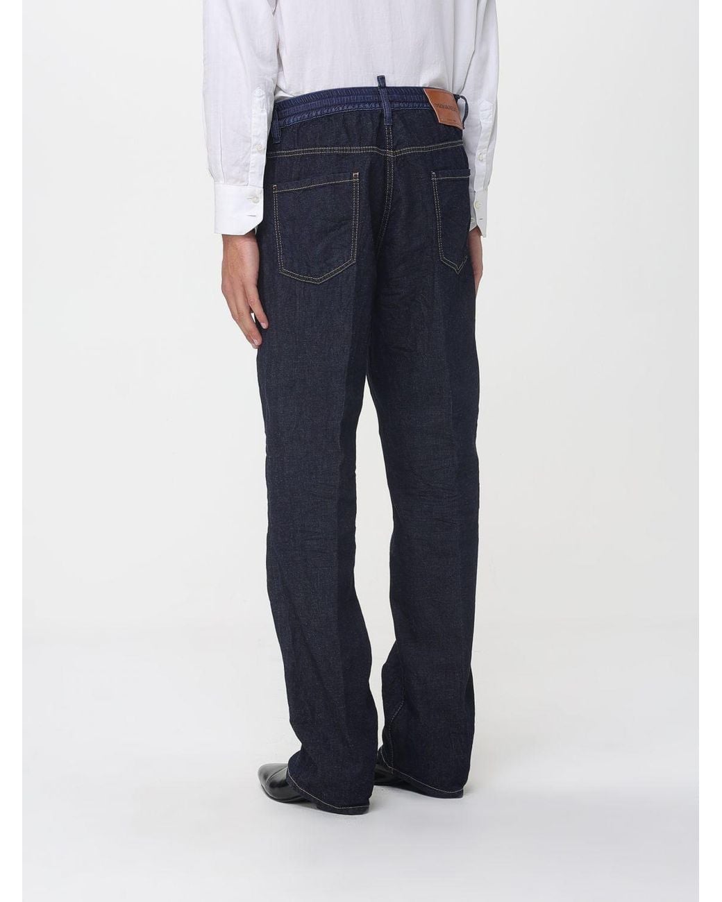 DSquared² Blue Straight Jeans With Drawstring for men