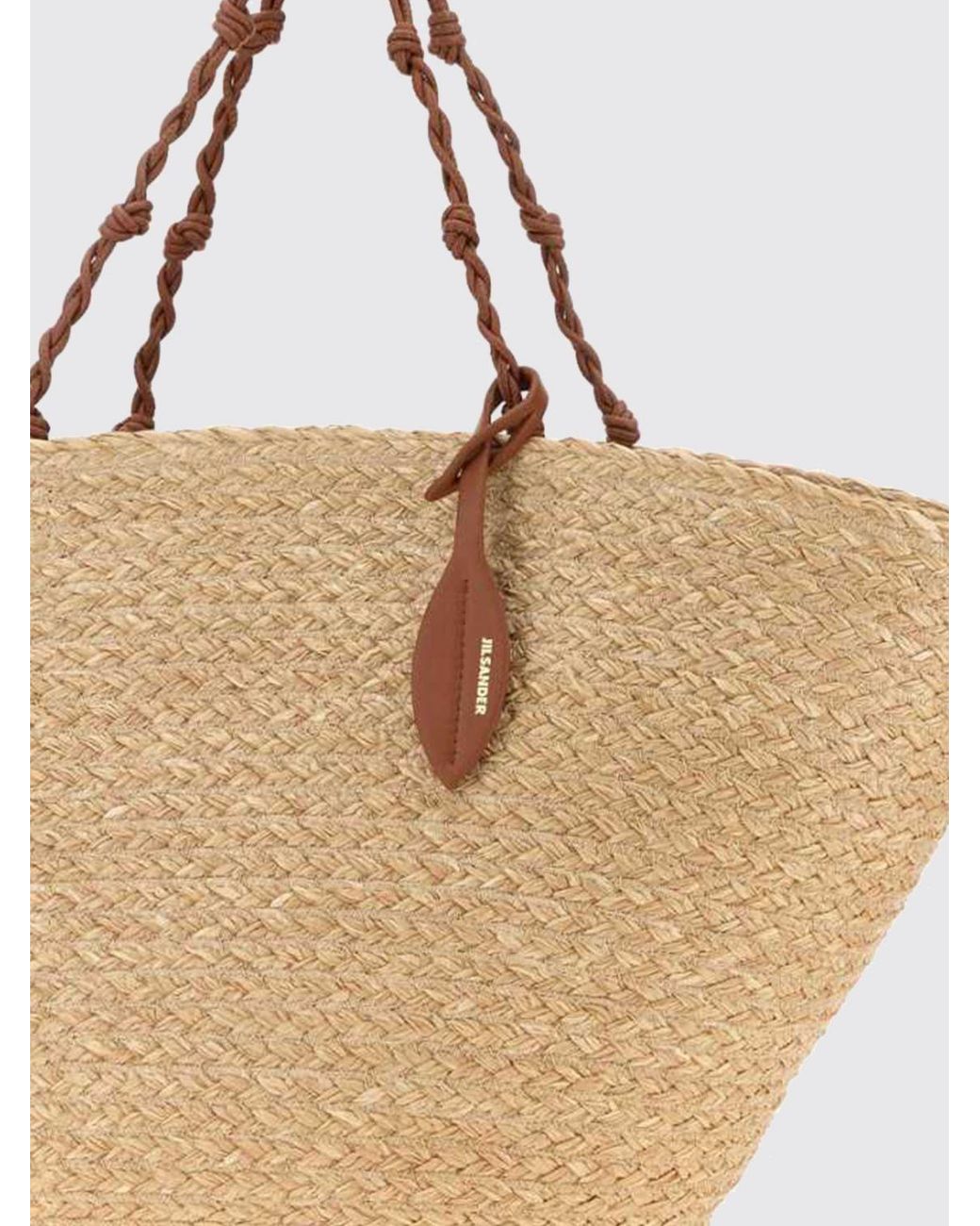 Jil Sander Natural Large Tangle Raffia Tote Bag With Braided Handle