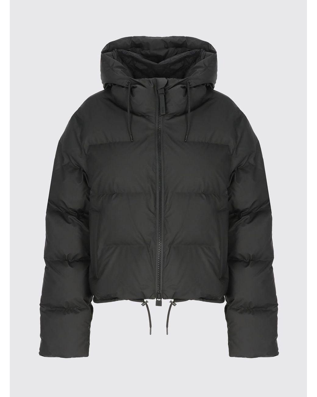 Rains Black Short Waterproof Quilted Jacket
