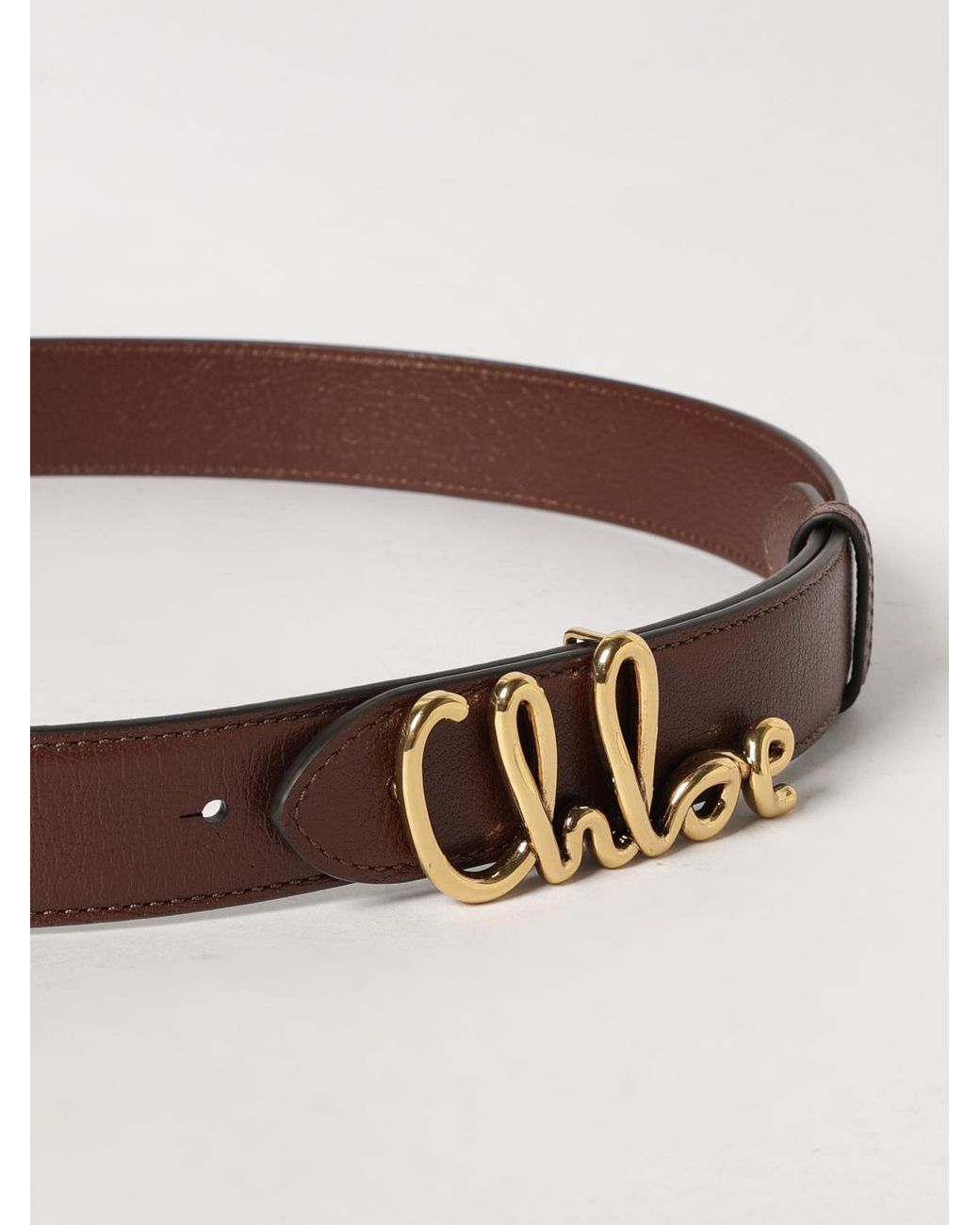 Chloé Brown ChloÉ Iconic Smooth Calfskin Belt With C Logo Buckle