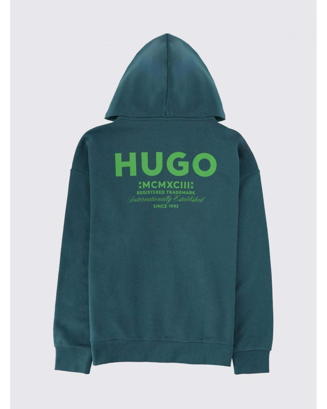 HUGO Blue Cotton Hoodie With Zip for men