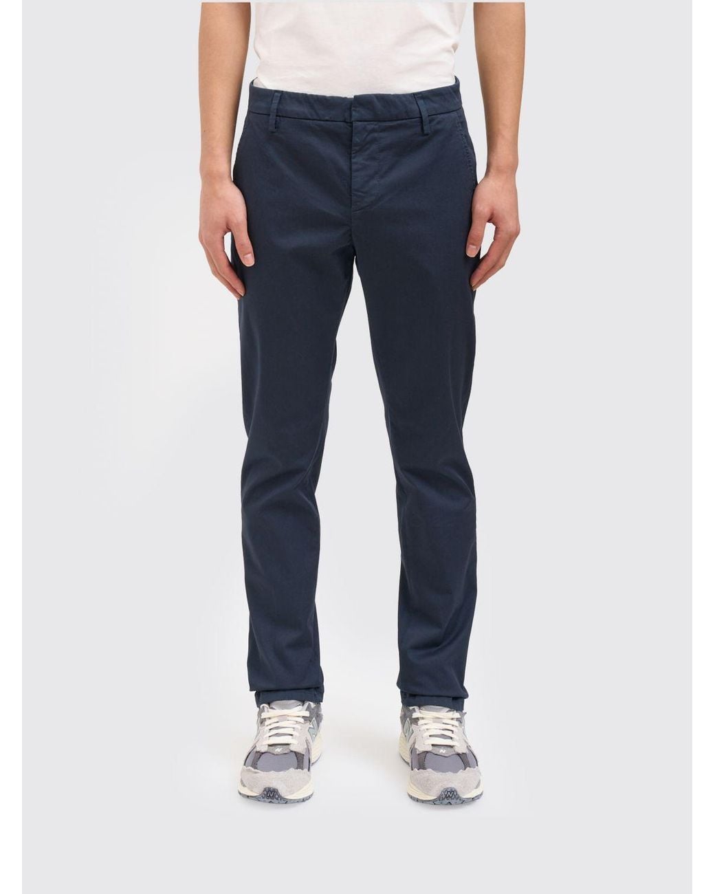 Dondup Blue Stretch Cotton Chino Trousers for men