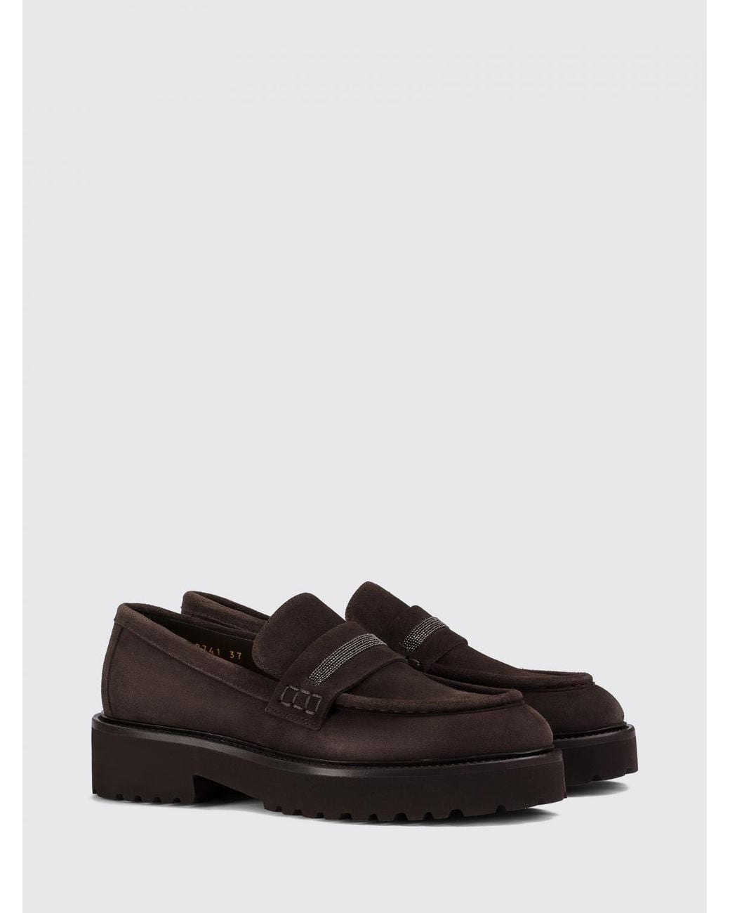 Doucal's White Suede Penny Loafers With Lug Sole