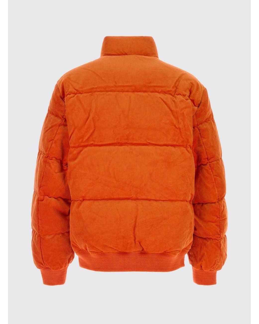 Polo Ralph Lauren Orange Quilted Corduroy Puffer Jacket With High Neck And Logo for men