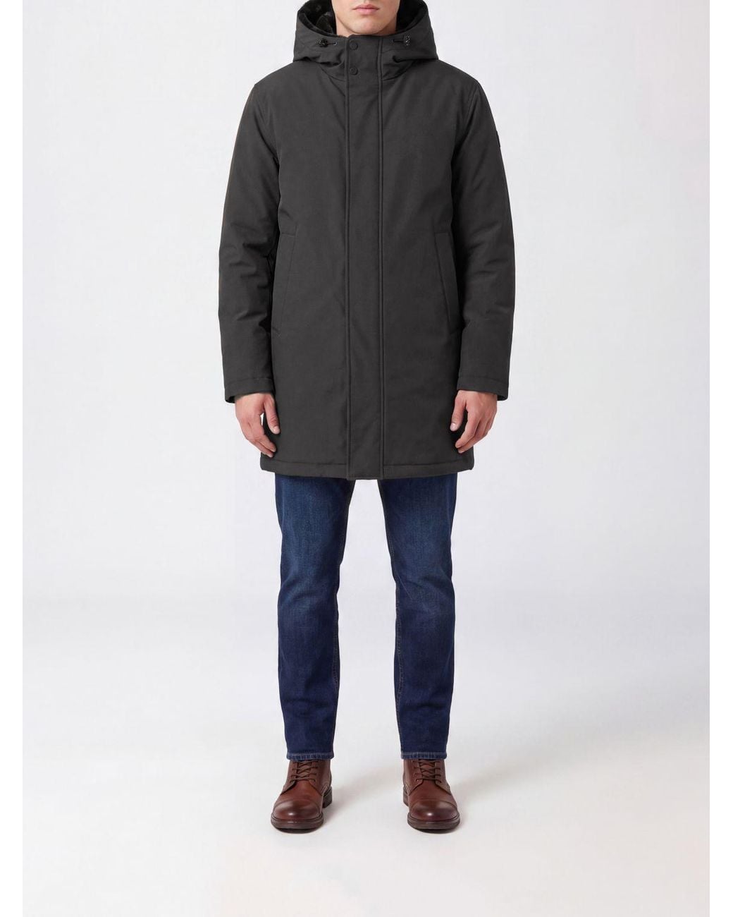 Herno Black Knee-Length Polyester Parka With Adjustable Hood And Fleece Lining for men