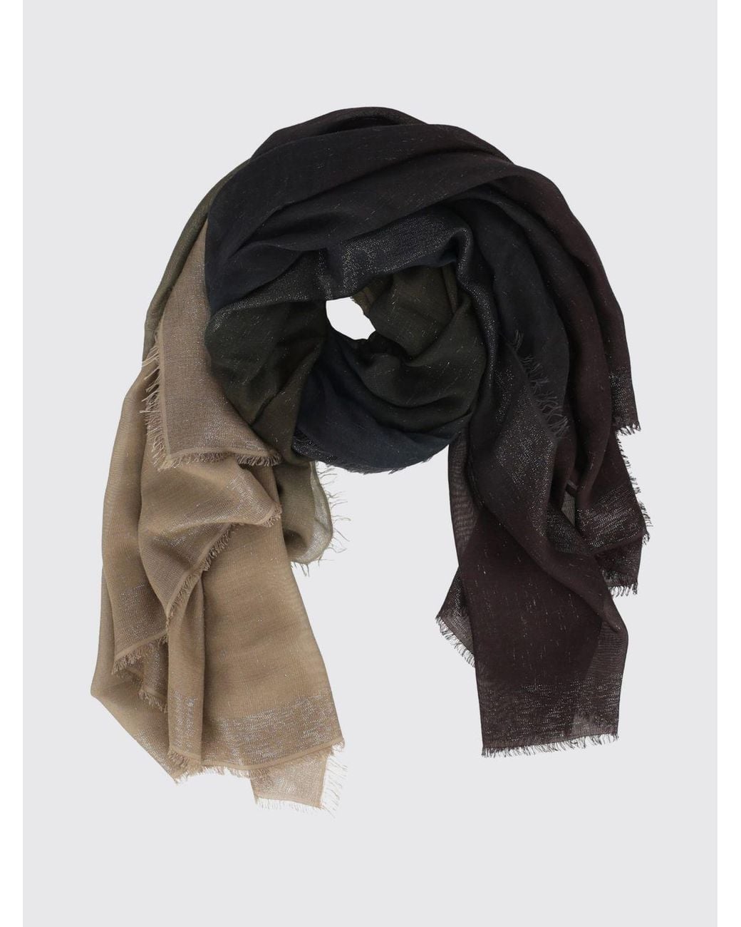 Faliero Sarti Gray Cashmere Blend Scarf With Abstract Pattern And Fringed Hem