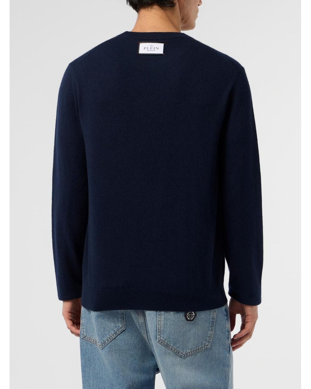 Philipp Plein Blue Pp Cashmere Crew Neck Sweater for men