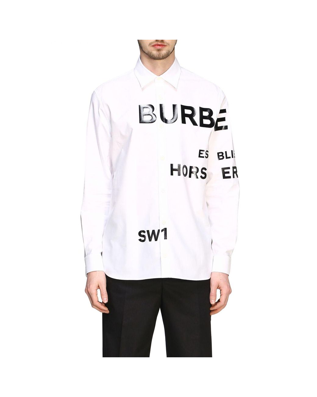 Burberry Horseferry Print Oversized Shirt in White for Men