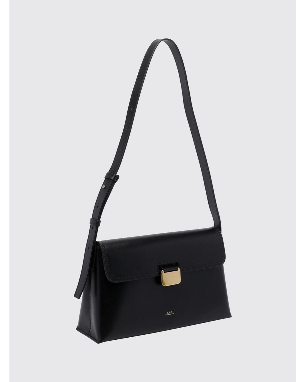 A.P.C. White Simone Calf Leather Shoulder Bag With Snap Closure