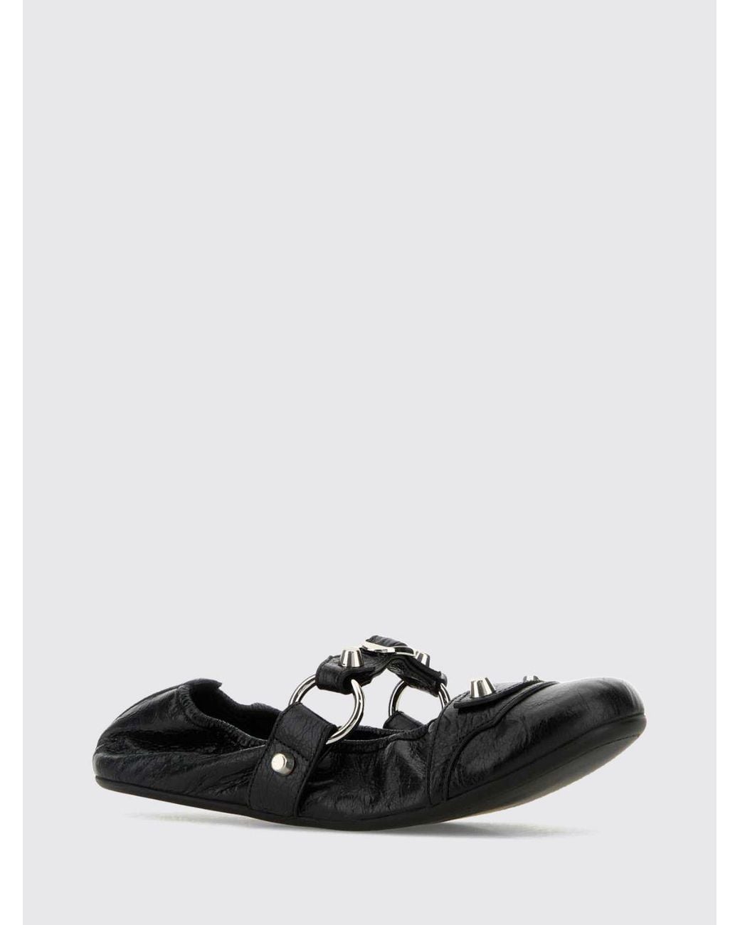 Balenciaga White City Round-Toe Ballet Flats
