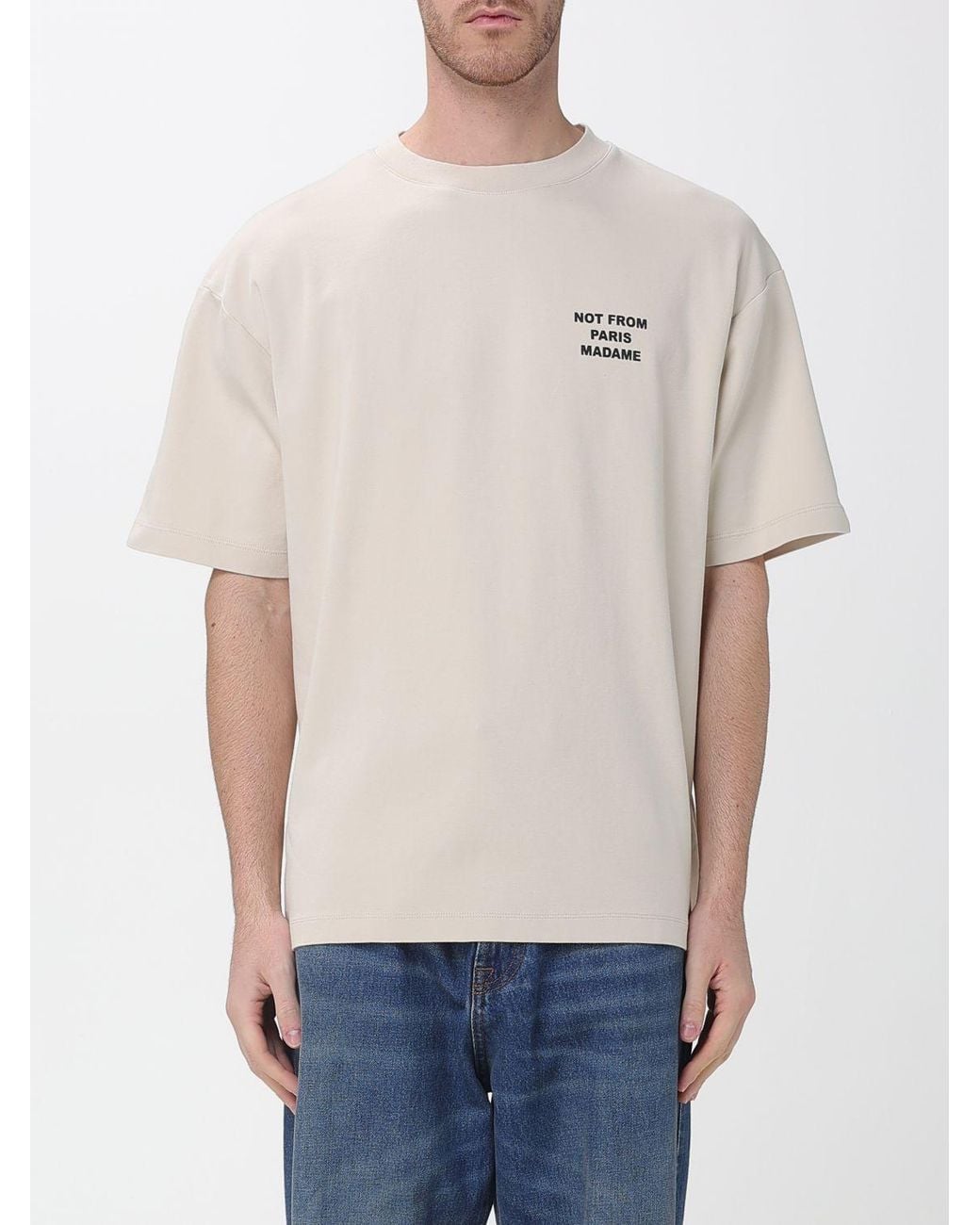 Drole de Monsieur White Cotton T-Shirt With Slogan for men