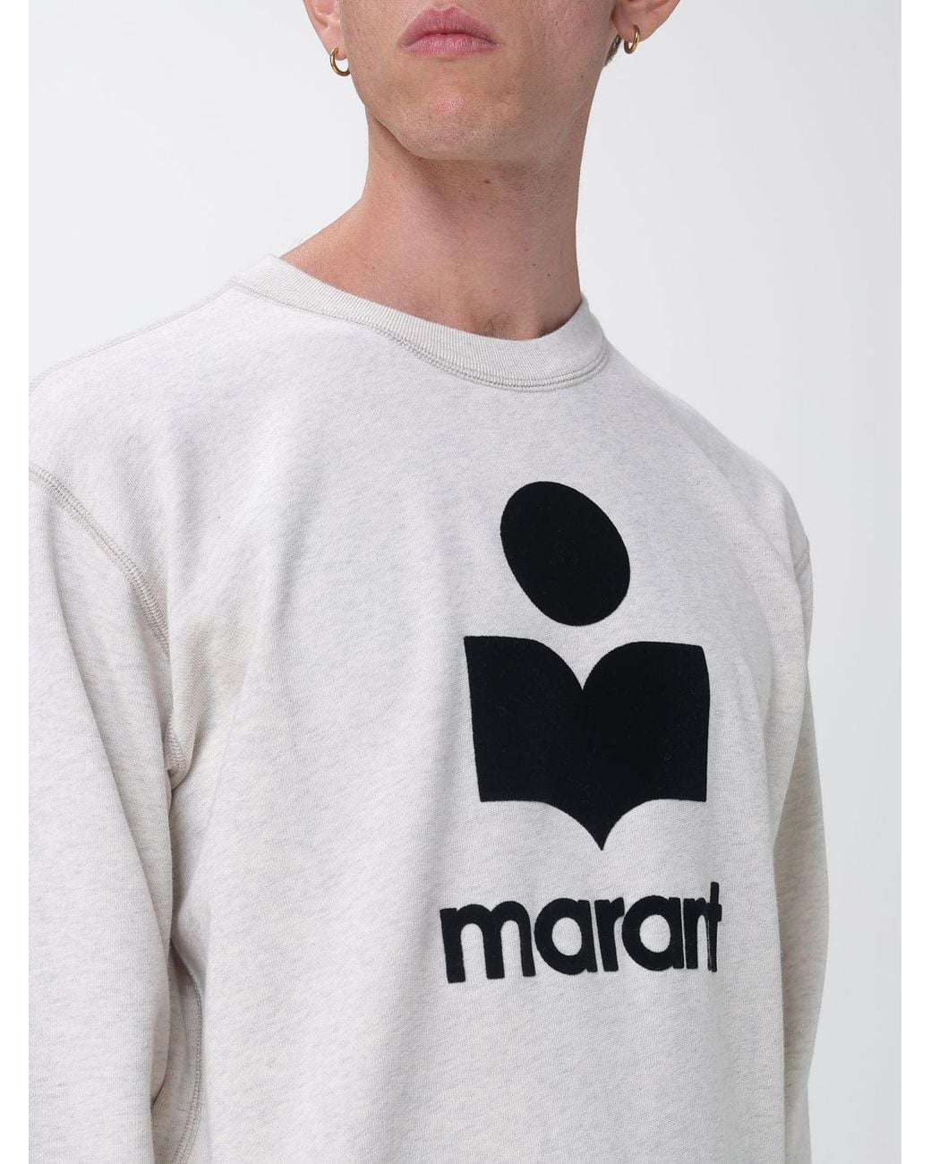 Isabel Marant Gray Relaxed Fit Crewneck Sweatshirt With Contrast Logo for men