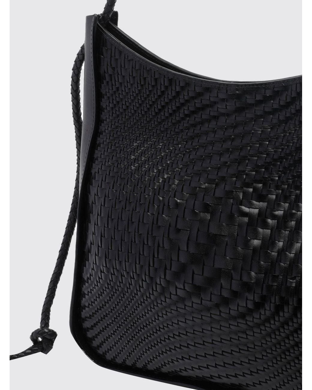 Dragon Diffusion Black Woven Leather Tote Bag With Single Handle