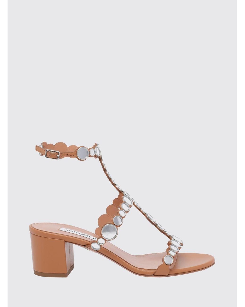 Aquazzura Natural Nappa Leather Sandal With Flat Studs