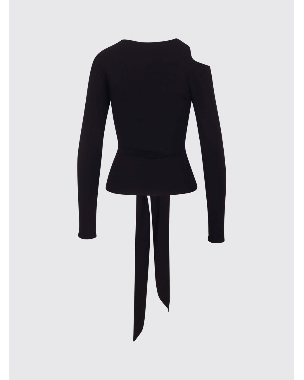 FEDERICA TOSI Black Slim-Fit Viscose Blend Top With Cut-Out Details And Belt