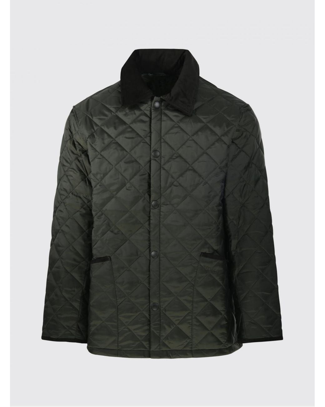 Barbour Gray Liddesdale Quilted Jacket With Corduroy Collar for men