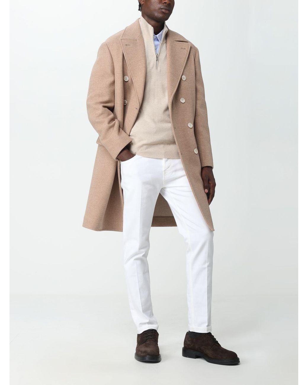 Mens white shop cashmere coat