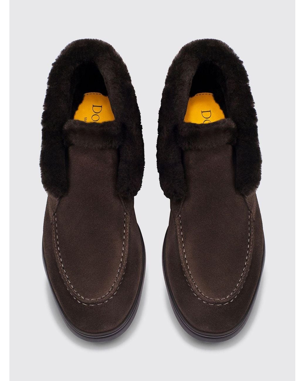 Doucal's White Suede Chukka Boots With Shearling Lining And Rubber Sole